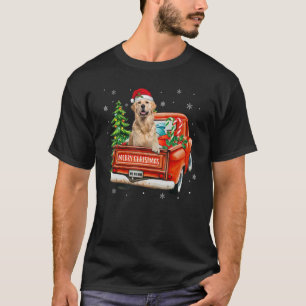 Golden Retriever Rit Rode Vrachtwagen Kerstmis Hon T-shirt
