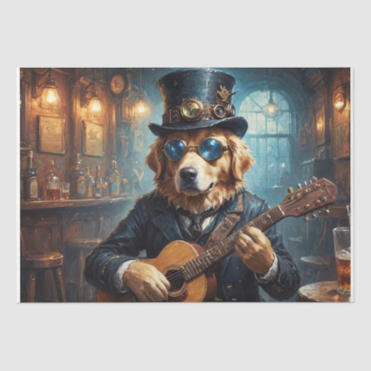 Golden Retriever Rockstar - Hor. - Ontkoppeling - Tissuepapier (Voorkant)