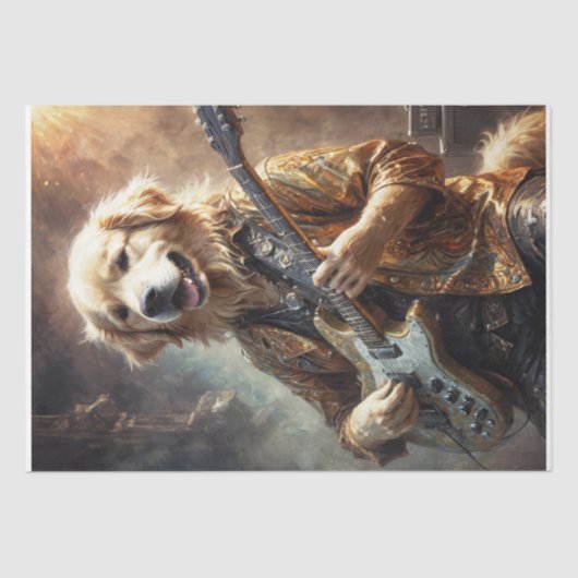 Golden Retriever Rockstar - Vert. - Ontkoppeling - Tissuepapier (Voorkant)