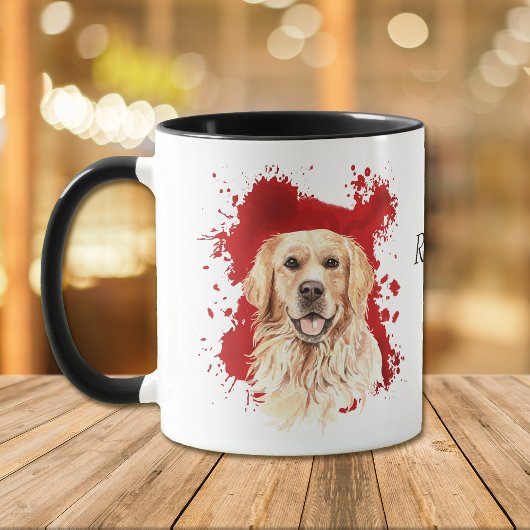 Golden Retriever Rode Abstracte achtergrond Mok