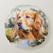 Golden Retriever Rond Kussen (Voorkant)