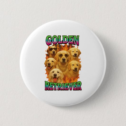 Golden Retriever  Ronde Button 5,7 Cm (Voorkant)