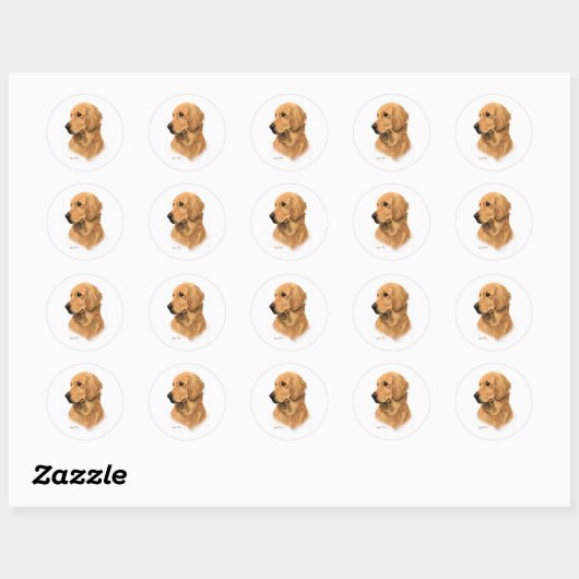 Golden Retriever Ronde Sticker (Vel)