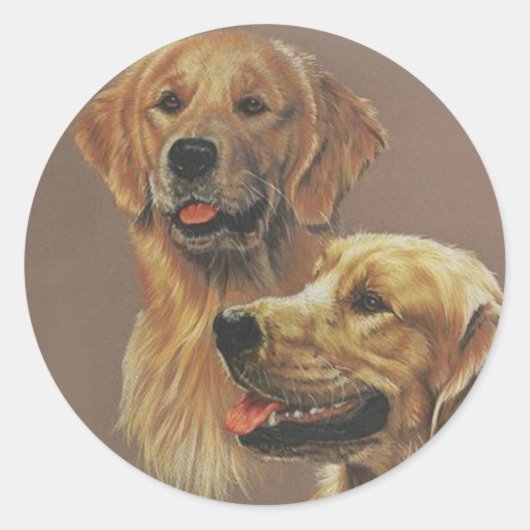 Golden Retriever Ronde Sticker (Voorkant)