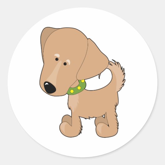 Golden Retriever Ronde Sticker (Voorkant)