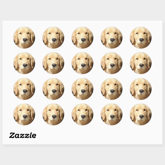 Golden Retriever Ronde Sticker (Vel)