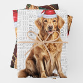 Golden Retriever Rood Groen Vakantie Geplaagd Kers Inpakpapier Vel (In situ)