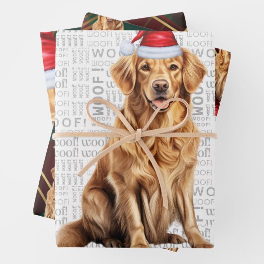 Golden Retriever Rood Groen Vakantie Geplaagd Kers Inpakpapier Vel (In situ)