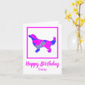 Golden Retriever roze Silhouette Dog Funny Card Kaart (Gele Bloem)