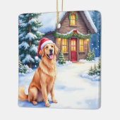 Golden Retriever Rustic Cabin Santa Hat Christmas Keramisch Ornament (Links)