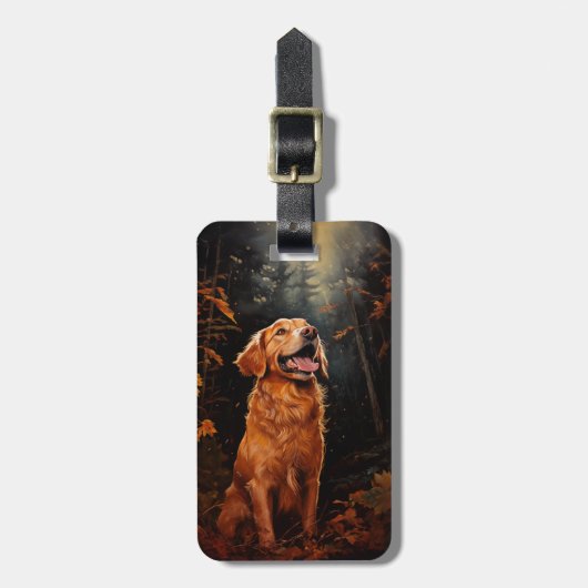 Golden Retriever 's nachts Bagagelabel (Voorkant verticaal)