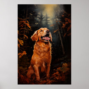 Golden Retriever 's nachts Poster