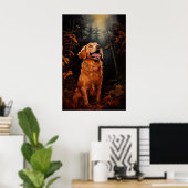 Golden Retriever 's nachts Poster (Thuiskantoor)