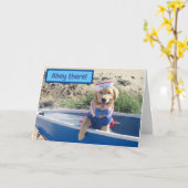 Golden Retriever Sailor Birthday Kaart (Gele Bloem)