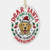 Golden Retriever Santa Christmas Aangepaste naam Keramisch Ornament (Rechts)
