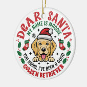 Golden Retriever Santa Christmas Aangepaste naam Keramisch Ornament (Links)