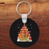 Golden Retriever Santa Christmas Tree Lights Dog X Sleutelhanger (Voorkant)