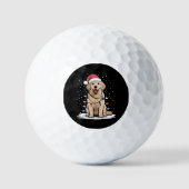 Golden Retriever Santa Christmas Tree Lights Xmas Golfballen (Voorkant)