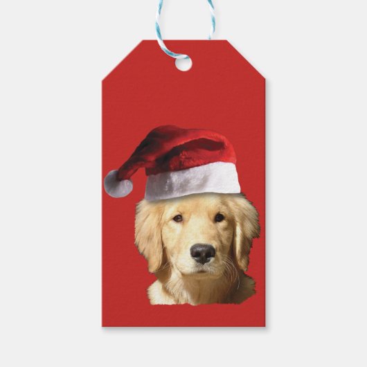 Golden Retriever Santa Claus Cadeaulabel (Voorkant)