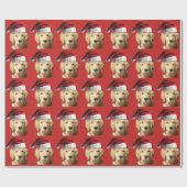 Golden Retriever Santa Claus Cadeaupapier (Vlak)