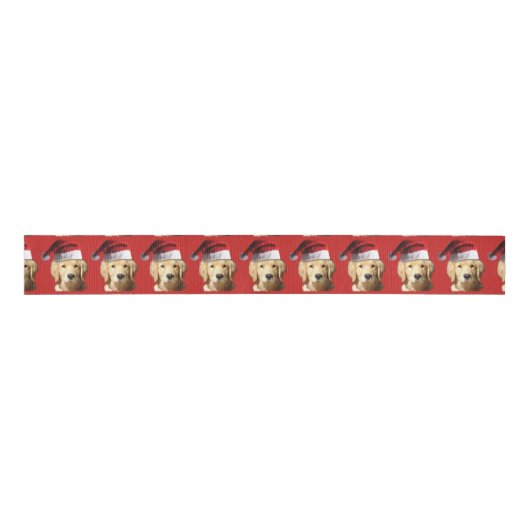 Golden Retriever Santa Claus Grosgrain Lint (Voorkant)