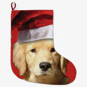 Golden Retriever Santa Claus Grote Kerstsok (Voorkant)