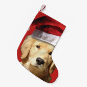 Golden Retriever Santa Claus Kleine Kerstsok (Voorkant (Hangend))