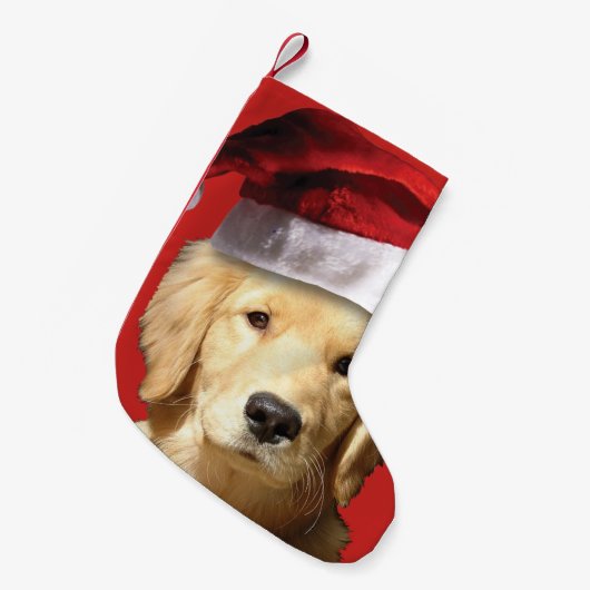 Golden Retriever Santa Claus Kleine Kerstsok (Voorkant (Hangend))