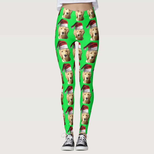 Golden Retriever Santa Claus Leggings (Voorkant)