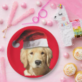 Golden Retriever Santa Claus Papieren Bordje (Feest)