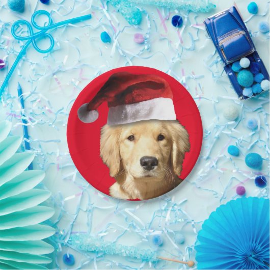 Golden Retriever Santa Claus Papieren Bordje (Feest)