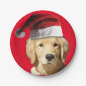 Golden Retriever Santa Claus Papieren Bordje (Voorkant)