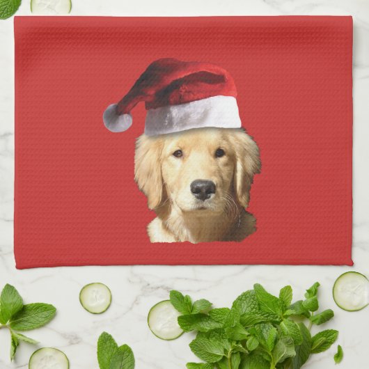 Golden Retriever Santa Claus Theedoek (Gevouwen)