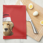 Golden Retriever Santa Claus Theedoek (Quarter Fold)
