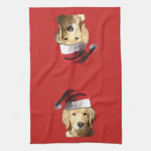 Golden Retriever Santa Claus Theedoek (Verticaal)