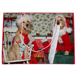 Golden Retriever Santa en Mrs Claus Large Cadeautasje
