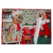 Golden Retriever Santa en Mrs Claus Large Cadeautasje (Achterkant)