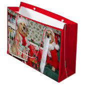 Golden Retriever Santa en Mrs Claus Large Cadeautasje (Voorkant Gekanteld)