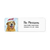 Golden Retriever Santa Hat, Aangepast retouradres Etiket (Voorkant)