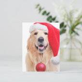 Golden Retriever Santa Hat Briefkaart (Staand voorkant)