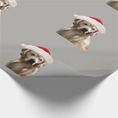 Golden Retriever Santa Hat Gift Wrap Paper Grey Cadeaupapier (Hoek)