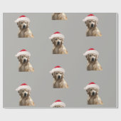 Golden Retriever Santa Hat Gift Wrap Paper Grey Cadeaupapier (Vlak)