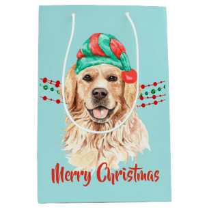 Golden Retriever Santa Hat Holiday String Beads Medium Cadeauzakje