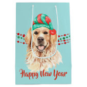 Golden Retriever Santa Hat Holiday String Beads Medium Cadeauzakje (Achterkant)