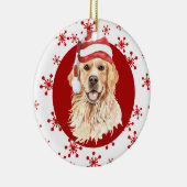 Golden Retriever Santa Hat Red Snowflake Keramisch Ornament (Rechts)