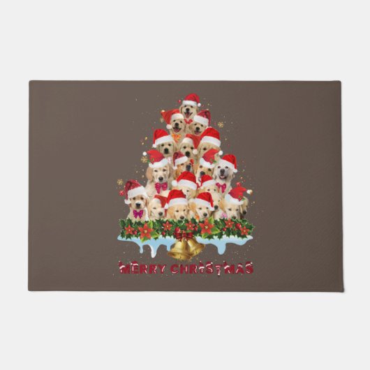 Golden Retriever Santa Hat Xmas Dogs Merry Christm Deurmat (Voorkant)