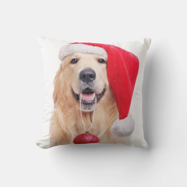 Golden Retriever Santa Kussen (Voorkant)