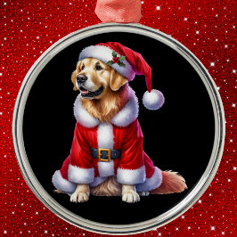 Golden Retriever Santa Paws Kerstmis Metalen Ornament