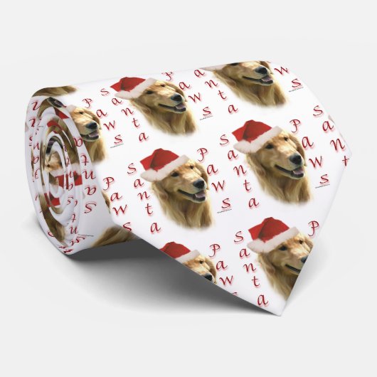 Golden Retriever Santa Paws Stropdas (Opgerold)