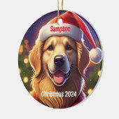 Golden Retriever Santa Pet Gepersonaliseerd Orname Keramisch Ornament (Links)